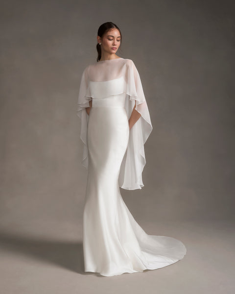 white shawl for dress Chiffon Simple Orange satin mermaid Its classic champagne color BRIDAL Name/Description:Taylor Custom- Crepe Gown w Lace Appliques