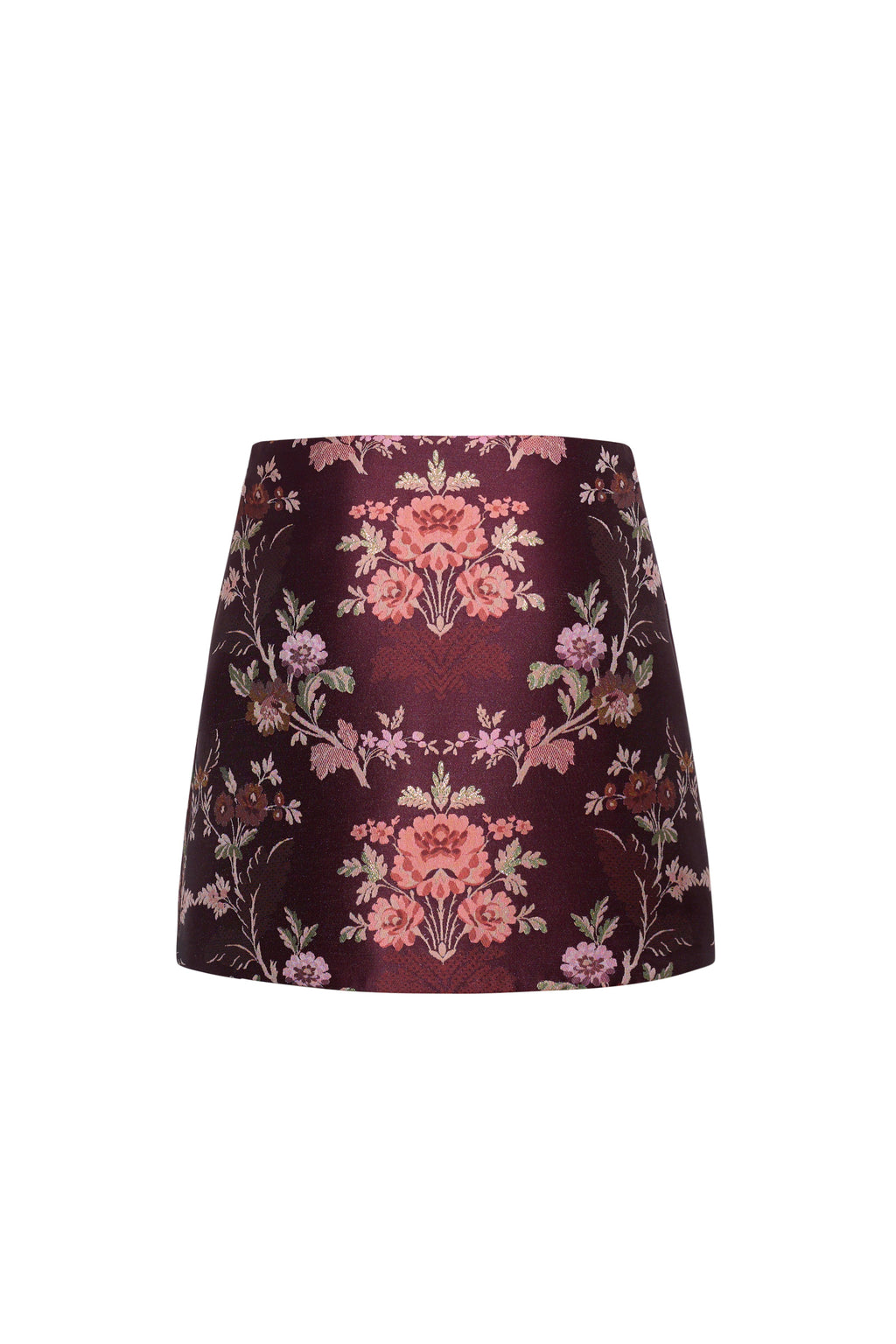 Chrissy Skirt in Trellis Jacquard Maroon