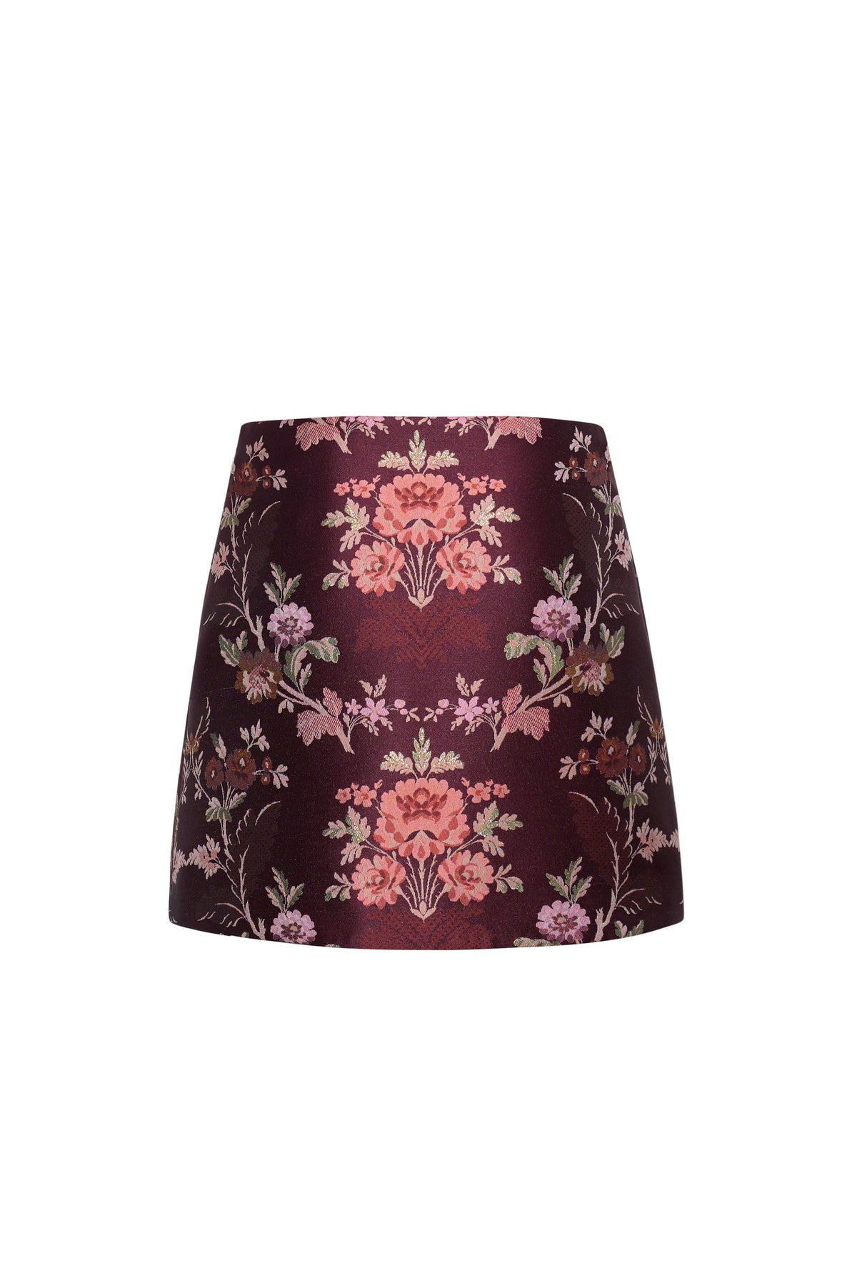 Chrissy Skirt in Trellis Jacquard Maroon