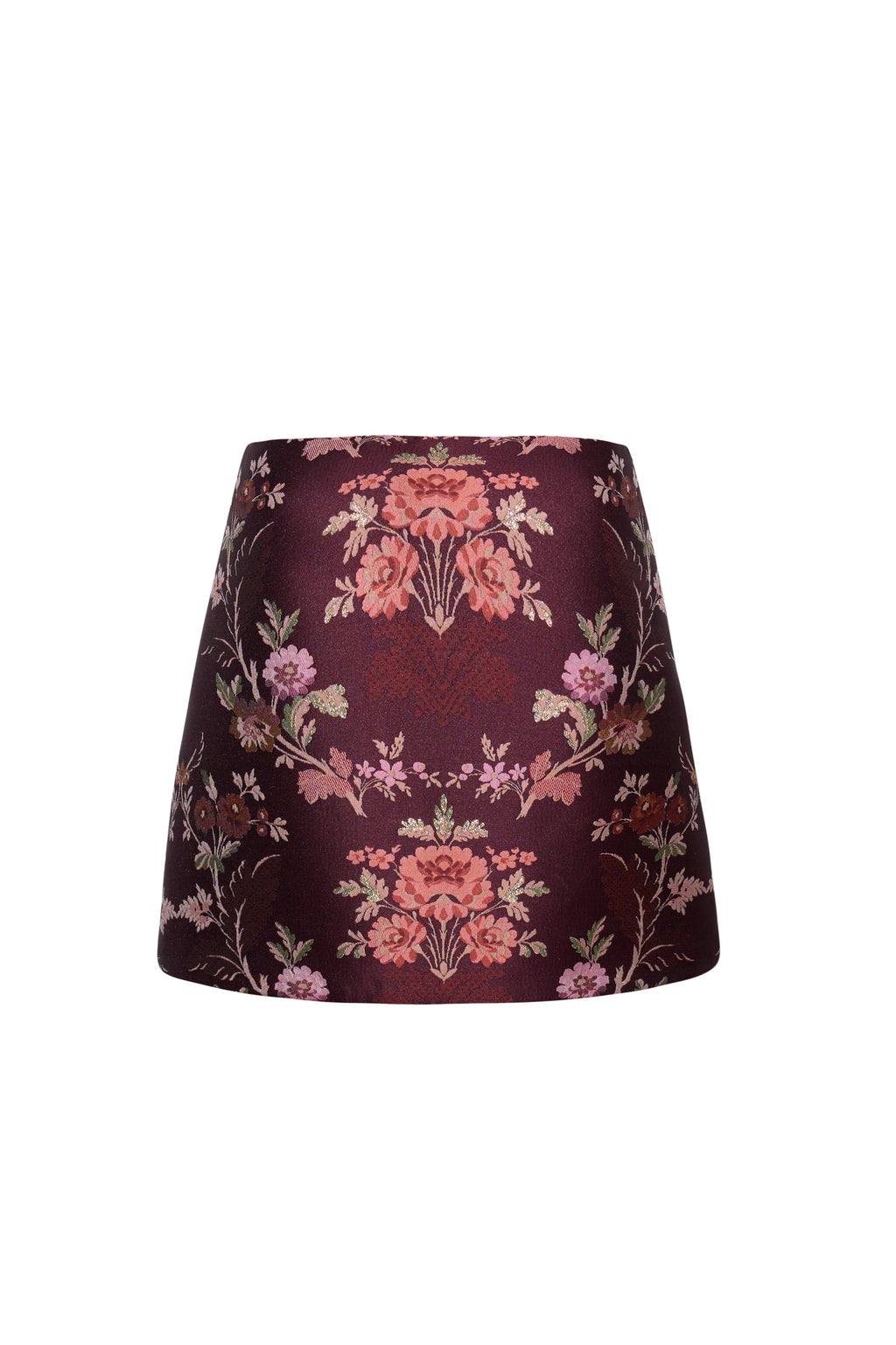 Chrissy Skirt in Trellis Jacquard Maroon