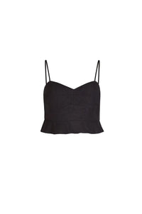 The Chrissy Top is a sleek spaghetti-strap camisole with a seamed bust and a back zipper.
