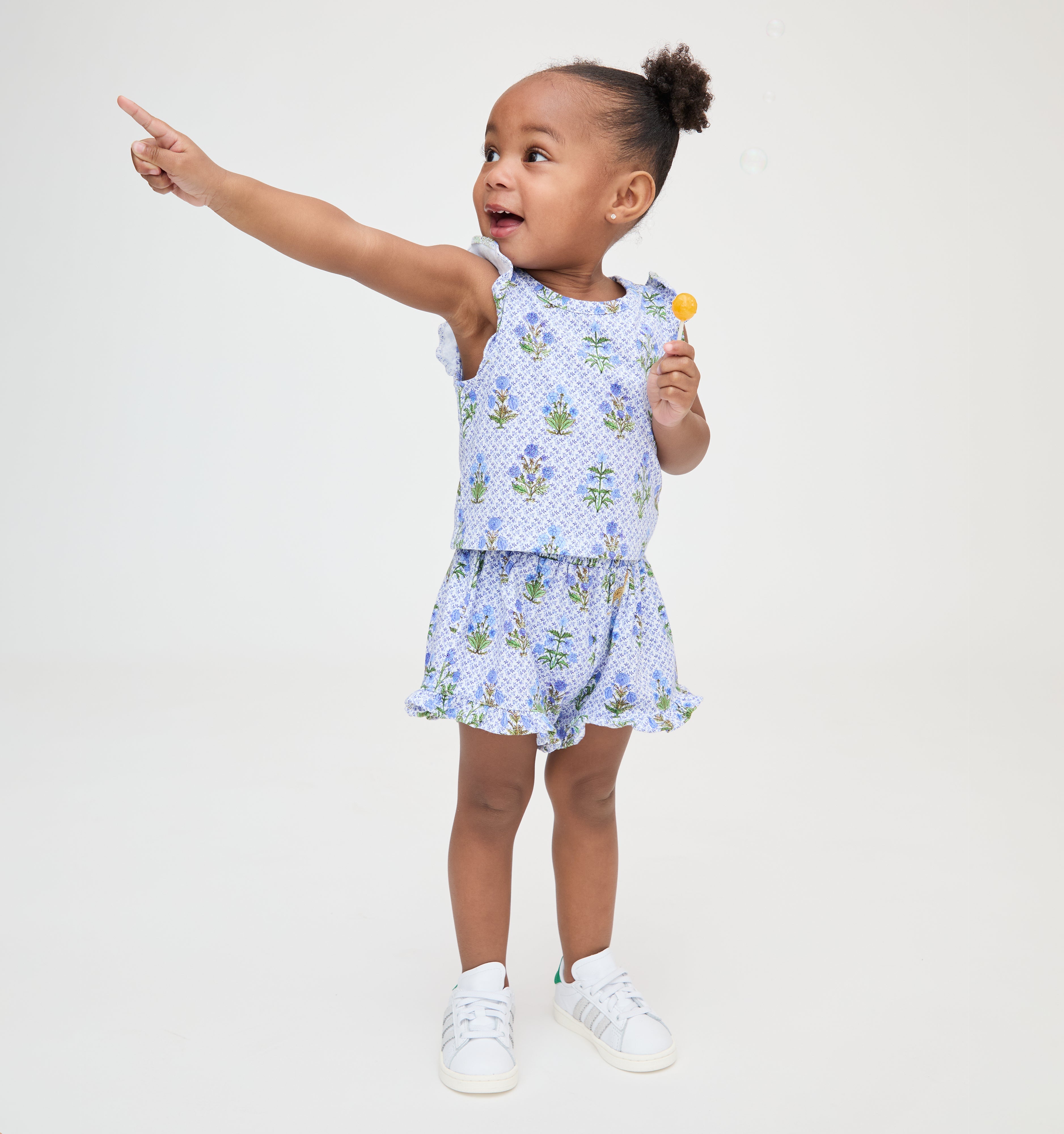 The Baby Lala Short Set in Blue Block Print
