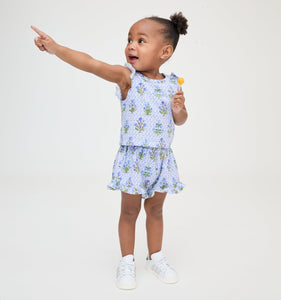The Baby Lala Short Set in Blue Block Print