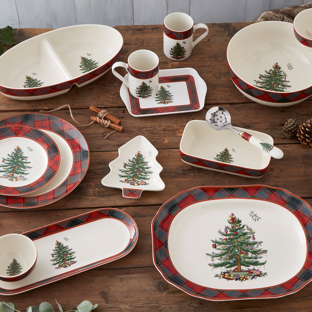Christmas Tree Tartan 14" Rectangular Platter