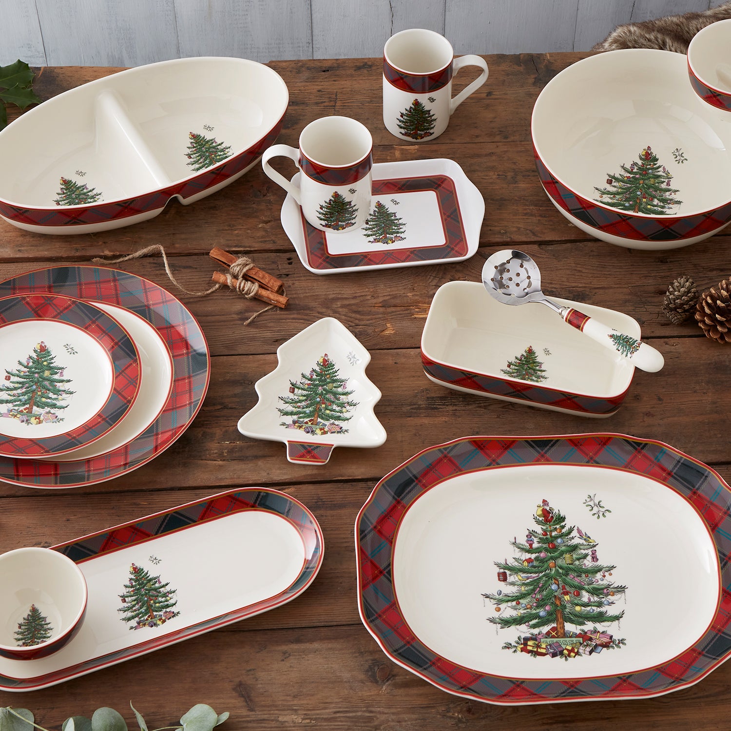 Christmas Tree Tartan Tiered Chip & Dip