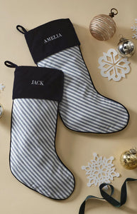 Christmas Stocking in Navy French Ticking