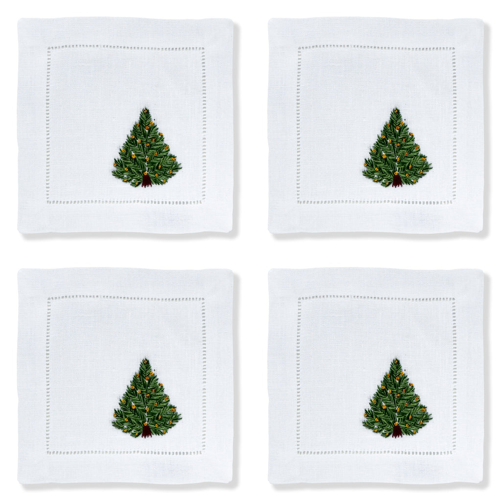 Christmas Tree Cocktail Napkins (4) Tartan 1 Chefanie 