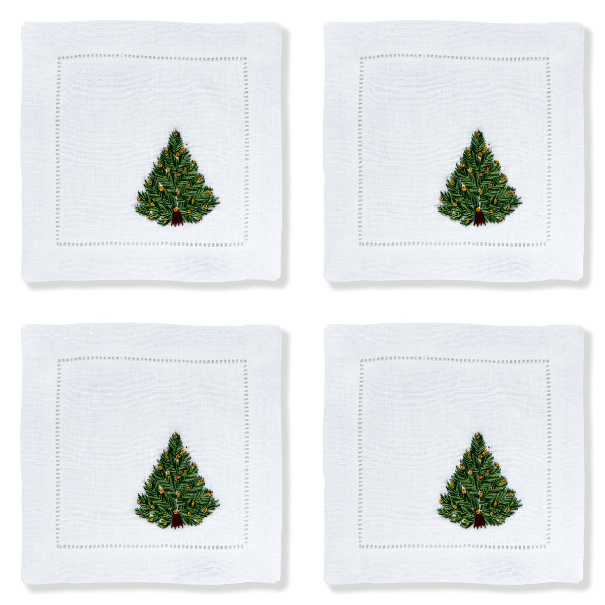 Christmas Tree Cocktail Napkins (4) Tartan 1 Chefanie 