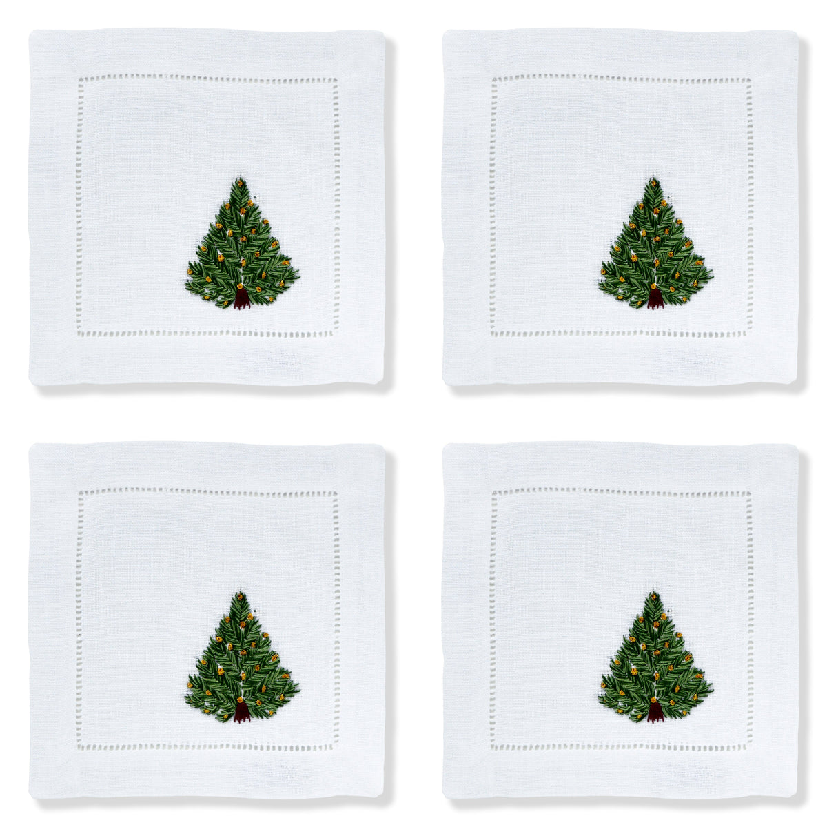 Christmas Tree Cocktail Napkins (4) Tartan 1 Chefanie 