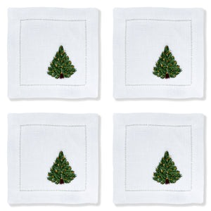 Christmas Tree Cocktail Napkins (4) Tartan 1 Chefanie 