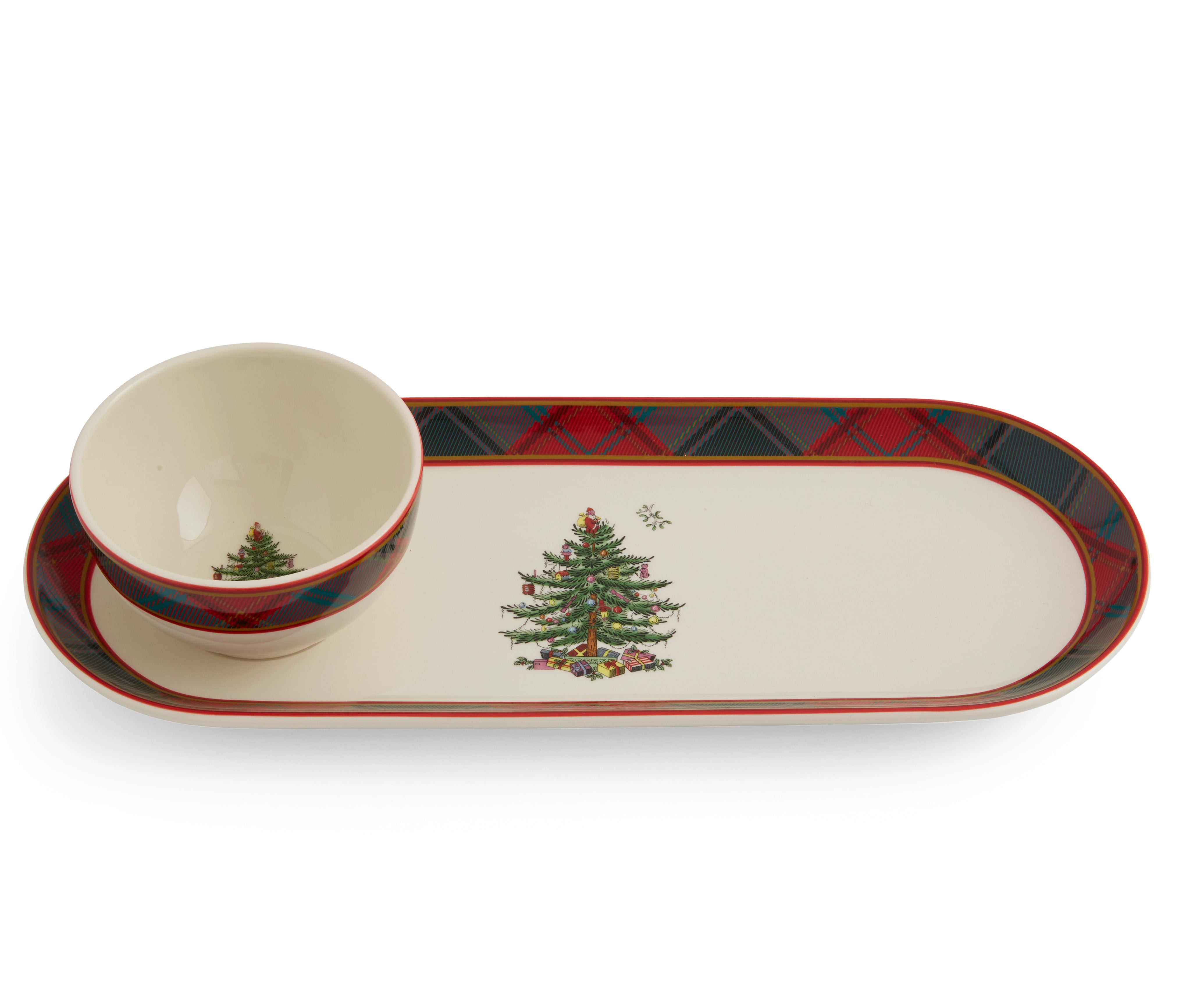 Christmas Tree Tartan 2-Piece Chip & Dip