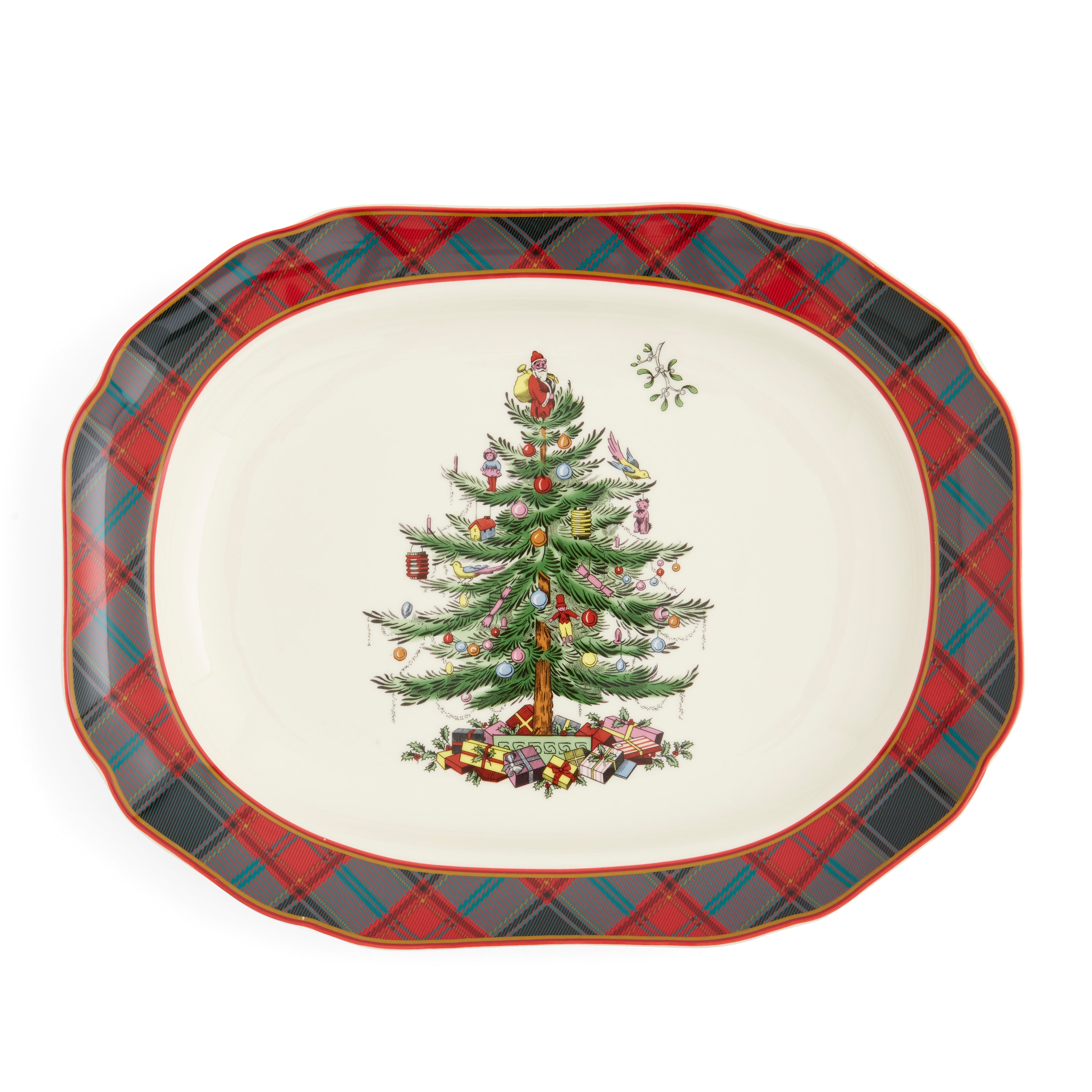 Christmas Tree Tartan 14" Rectangular Platter