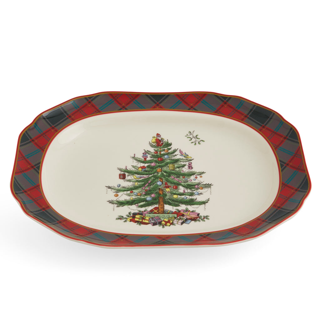 Christmas Tree Tartan 14" Rectangular Platter
