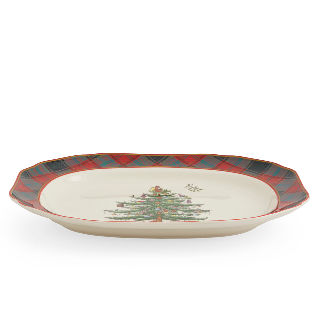 Christmas Tree Tartan 14" Rectangular Platter