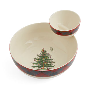 Christmas Tree Tartan Tiered Chip & Dip