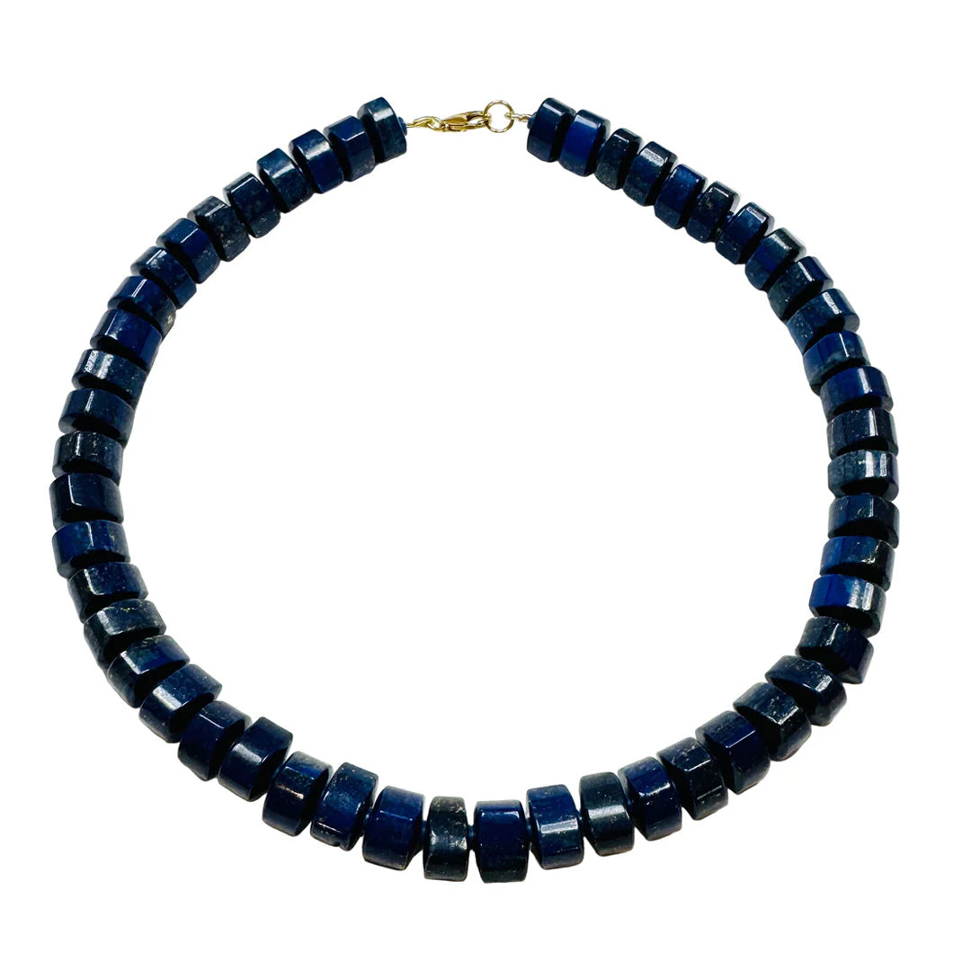 Chunky Lapis Necklace with Spacers
