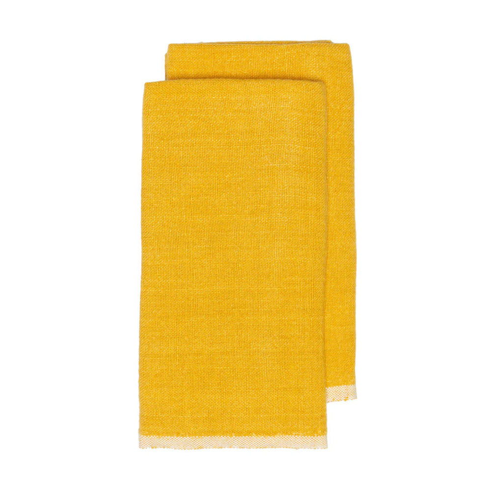 Chunky Linen Towels in Mustard, Set of 2