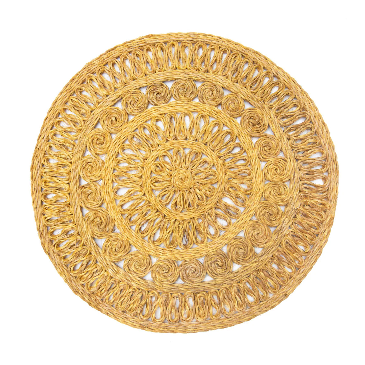 Circolo Abaca Round Placemat in Mustard, Set of 4
