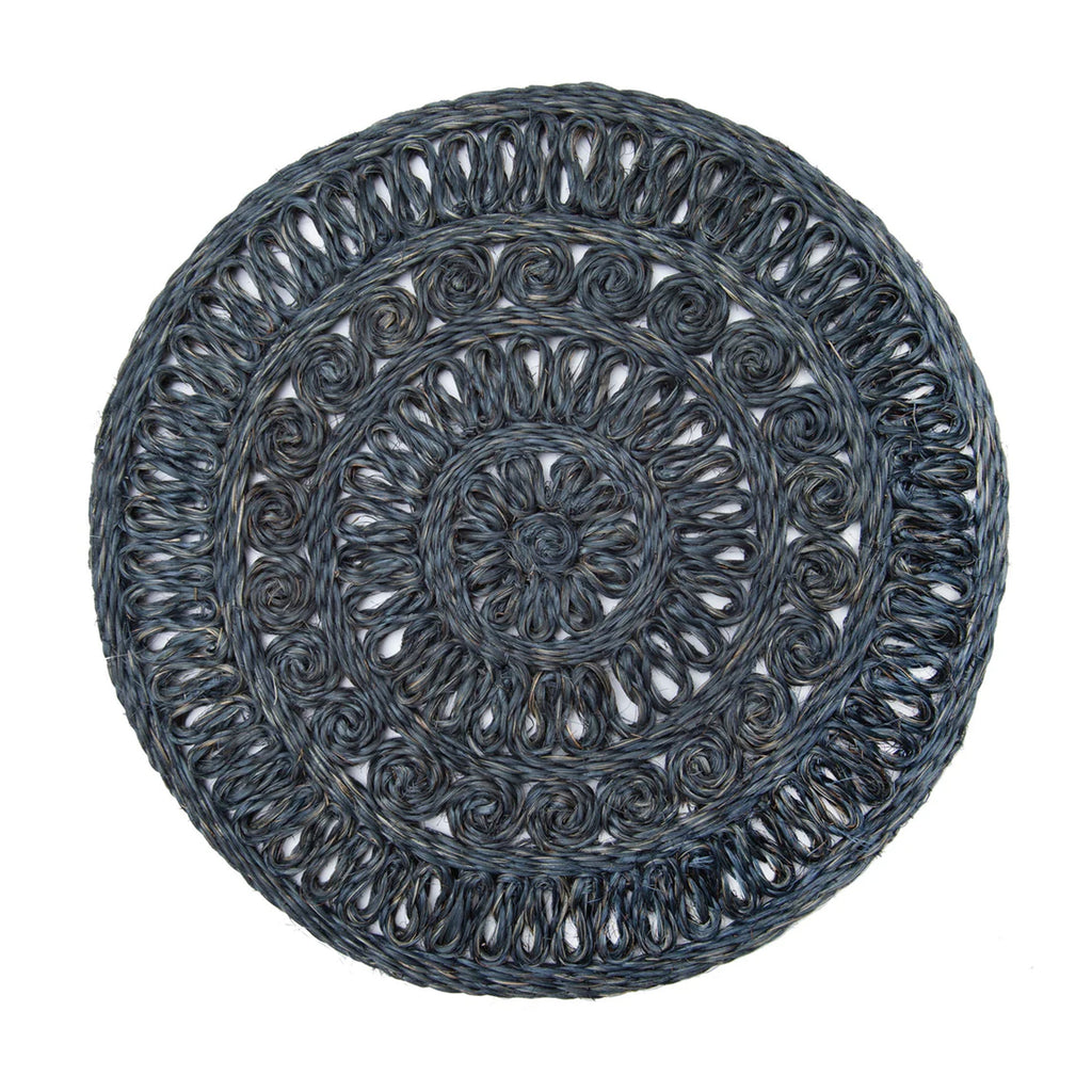 Circolo Abaca Round Placemat in Navy, Set of 4