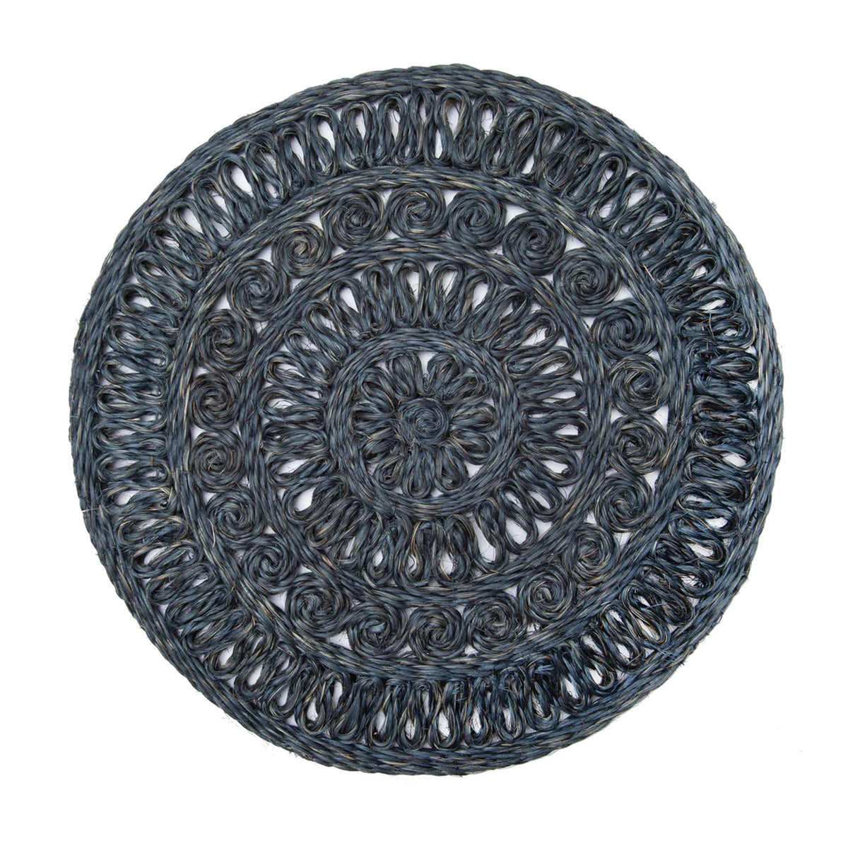 Circolo Abaca Round Placemat in Navy, Set of 4
