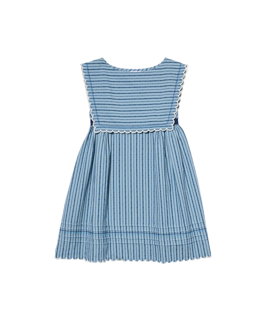 Clairette Dress in Navy Ladder Stripe