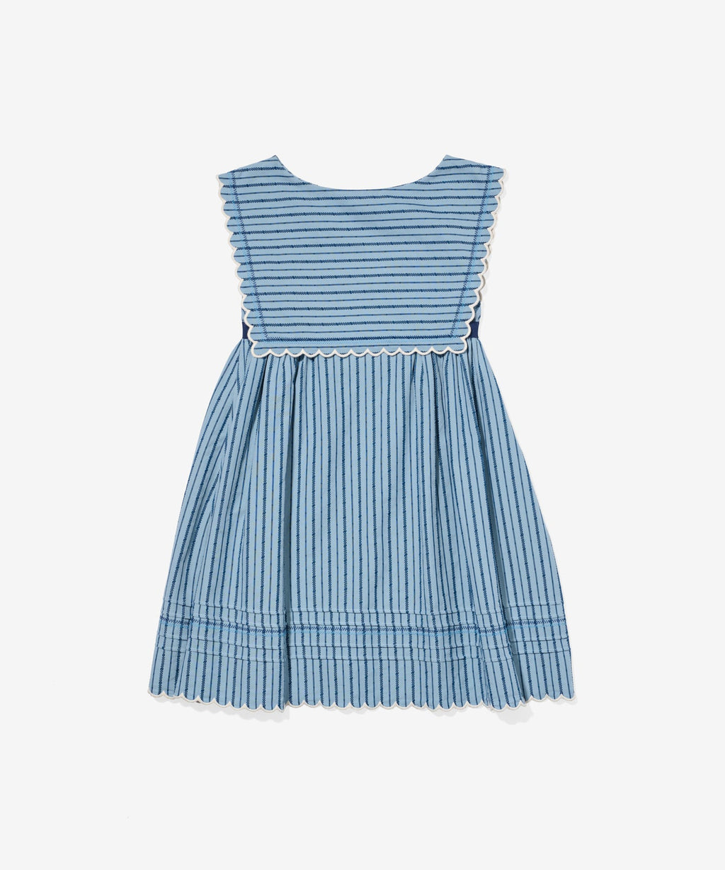 Clairette Dress in Navy Ladder Stripe