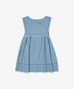 Clairette Dress in Navy Ladder Stripe