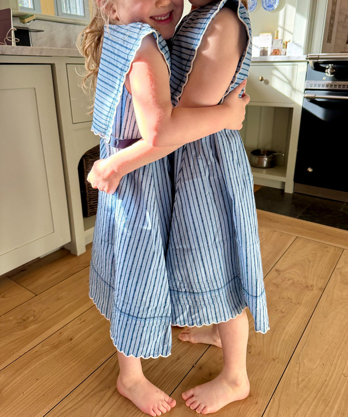 Clairette Dress in Navy Ladder Stripe