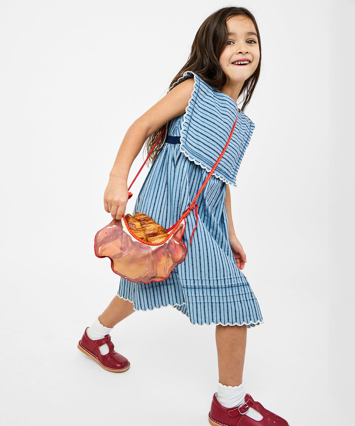 Clairette Dress in Navy Ladder Stripe