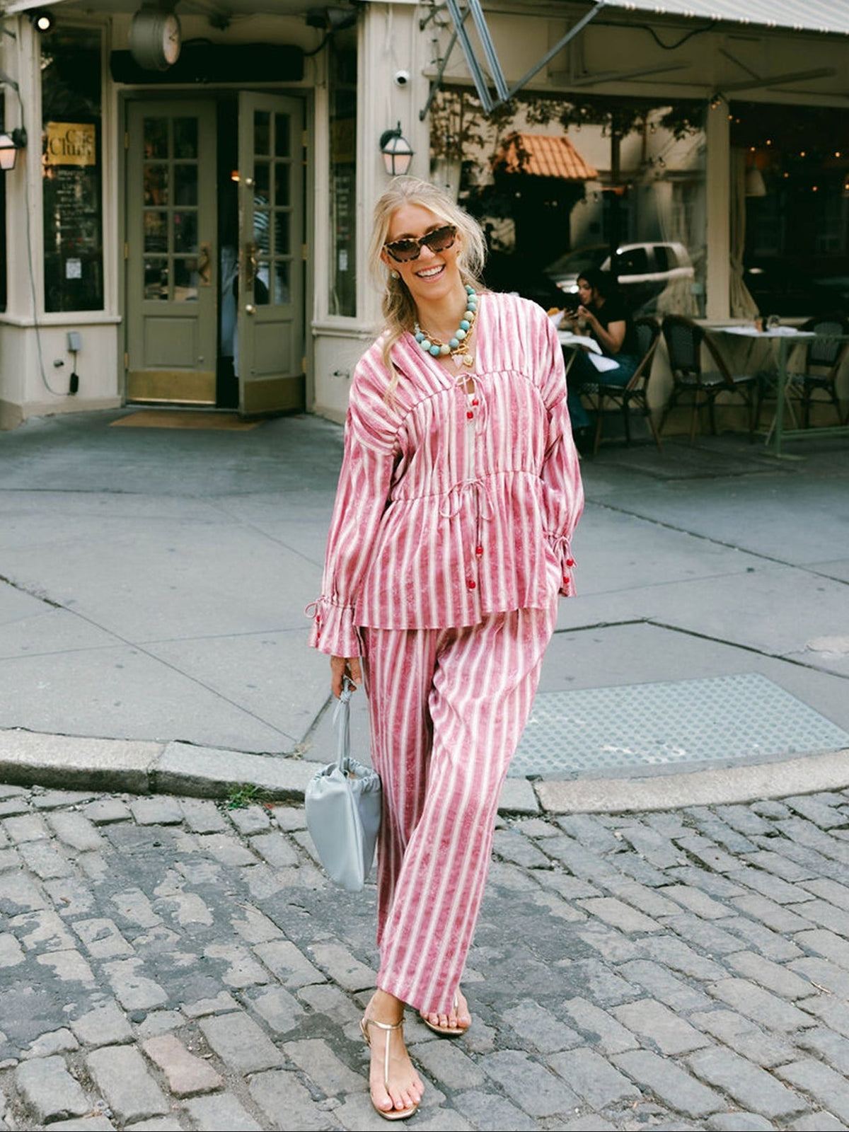 Isle Top x Styled By Claire in White Rosette Stripe
