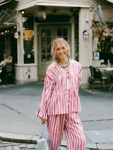 Isle Top x Styled By Claire in White Rosette Stripe