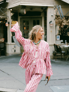 Isle Top x Styled By Claire in White Rosette Stripe