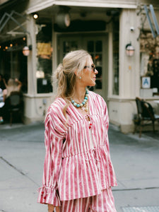 Isle Top x Styled By Claire in White Rosette Stripe