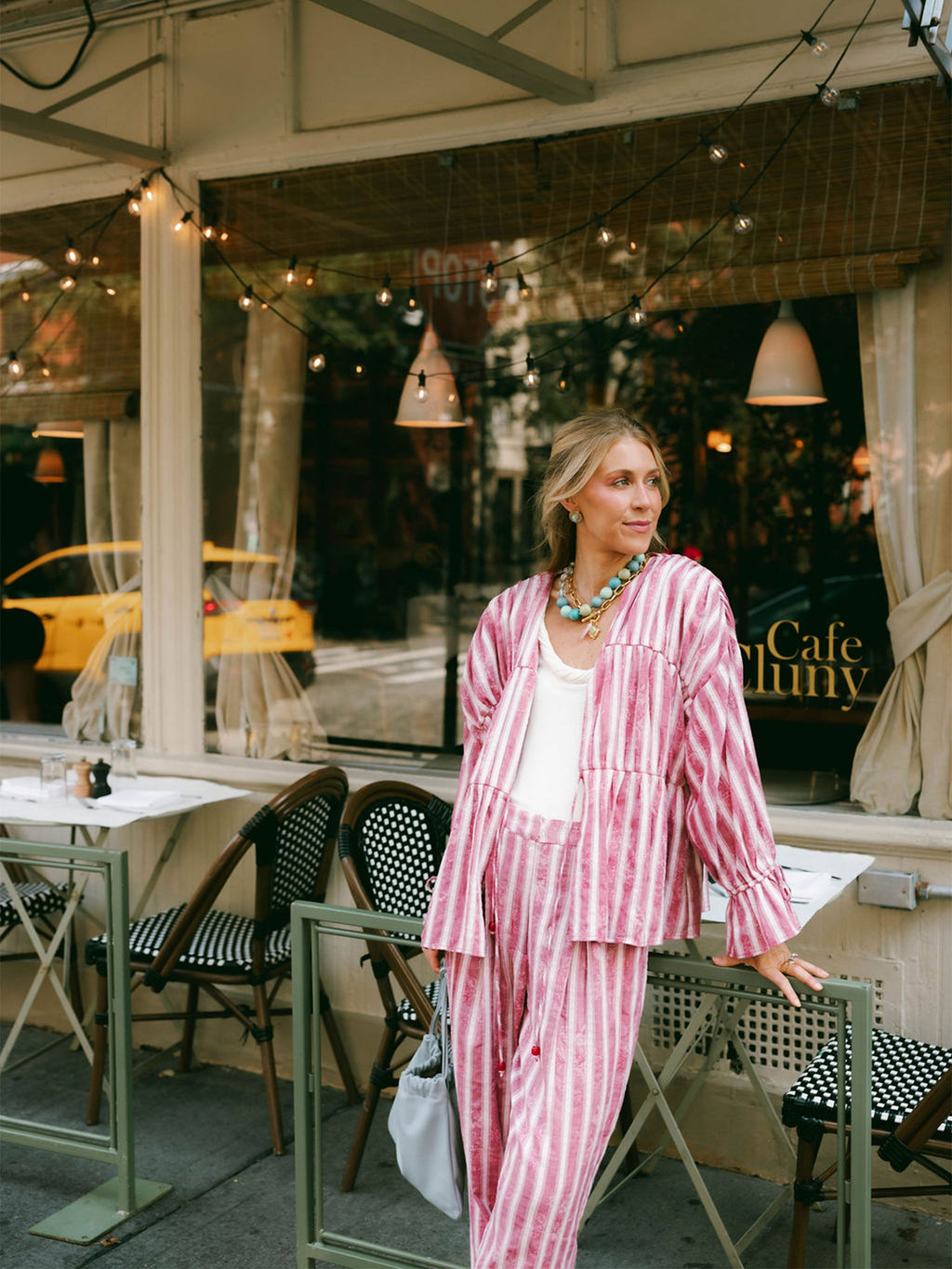 Isle Top x Styled By Claire in White Rosette Stripe