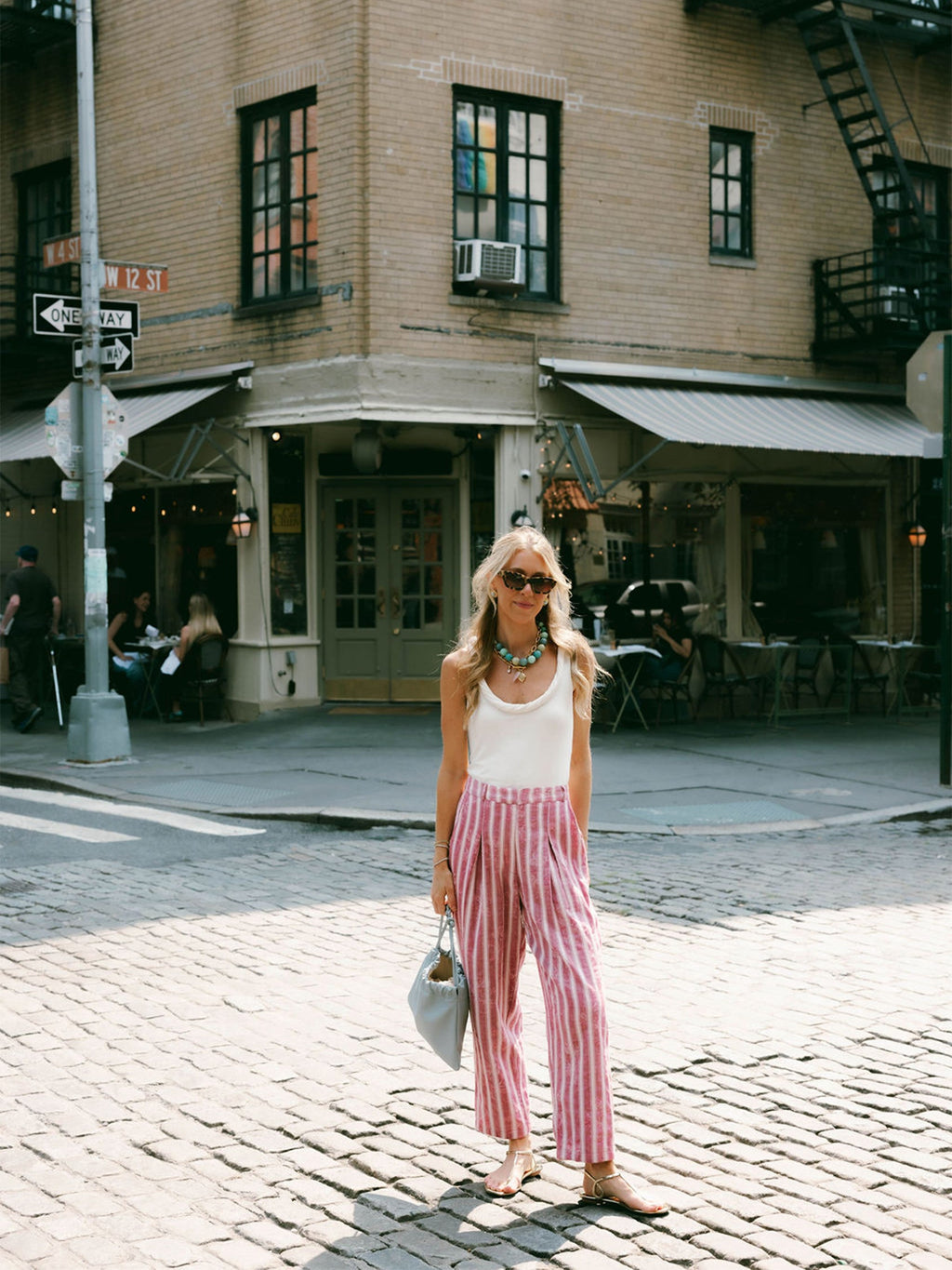 Delphine Pant x Styled By Claire in White Rosette Stripe