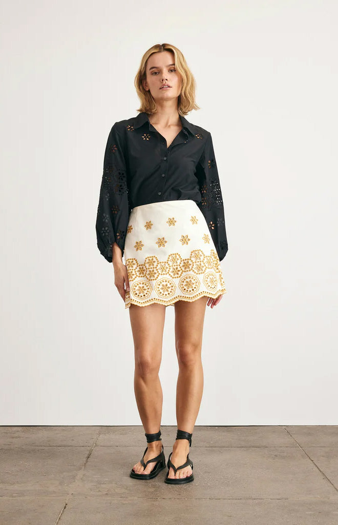 Clarisse Skirt in Ivory & Marigold