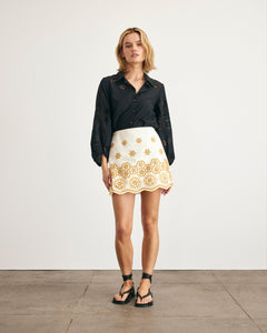 Clarisse Skirt in Ivory & Marigold