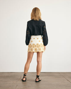 Clarisse Skirt in Ivory & Marigold