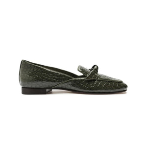 Clarita Belgian Crocco Loafer in Sage Leaf