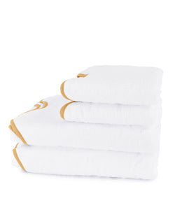 Classic Rebecca Udall, Amelia Scalloped Luxury Cotton Bath Towel Bundle, White / Mustard Yellow