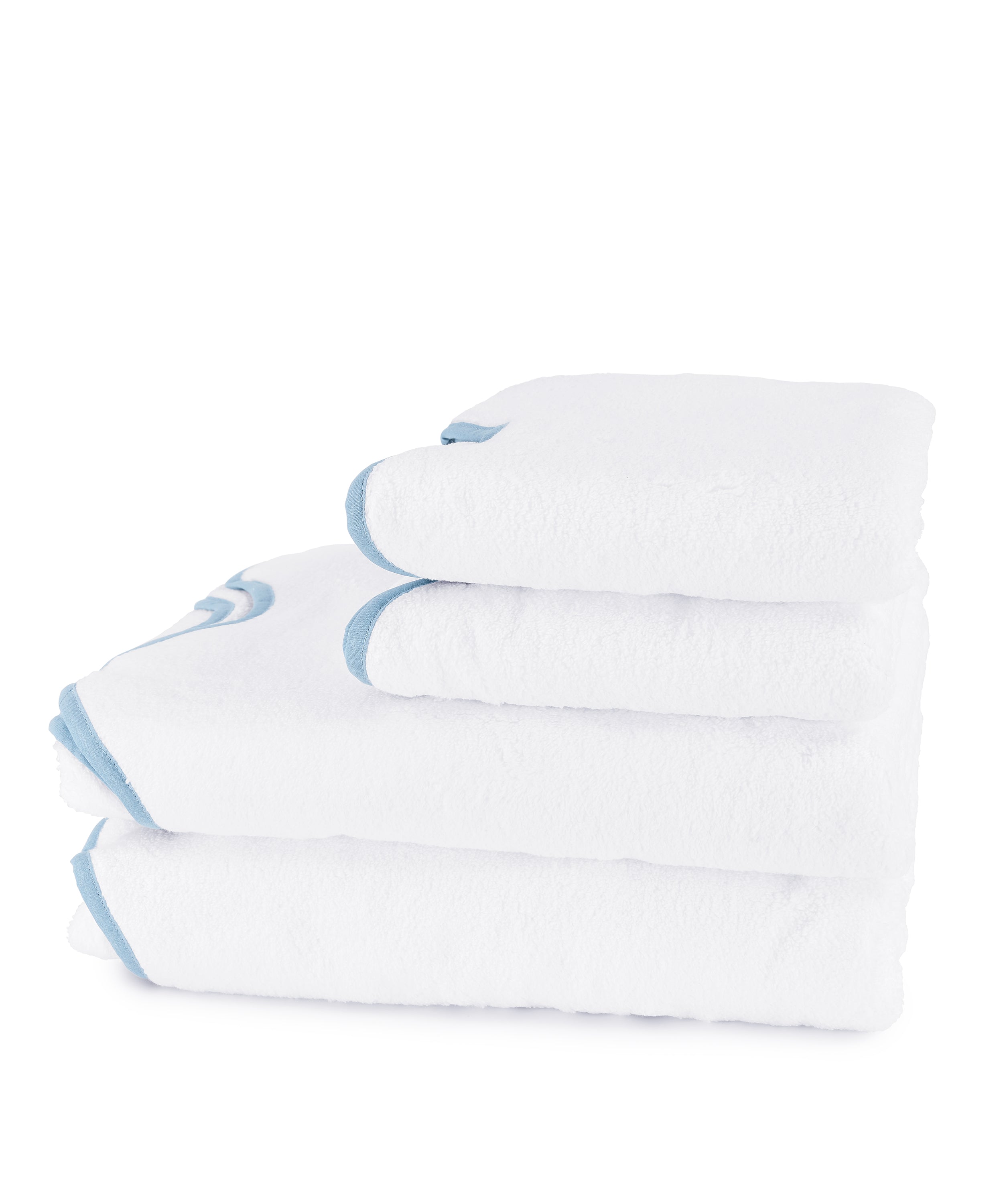 Classic Rebecca Udall, Amelia Scalloped Luxury Cotton Bath Towel Bundle, White / Blue