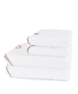 Classic Rebecca Udall, Amelia Scalloped Luxury Cotton Bath Towel Bundle, White / Taupe