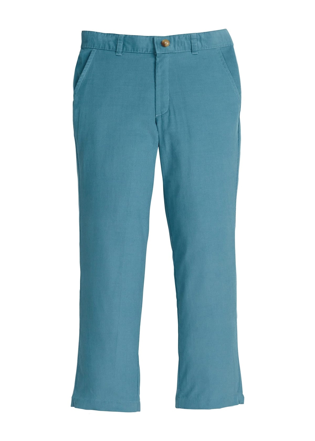 Little English traditional children's clothing, classic pant with zipper and belt loops in alpine blue corduroy for boys