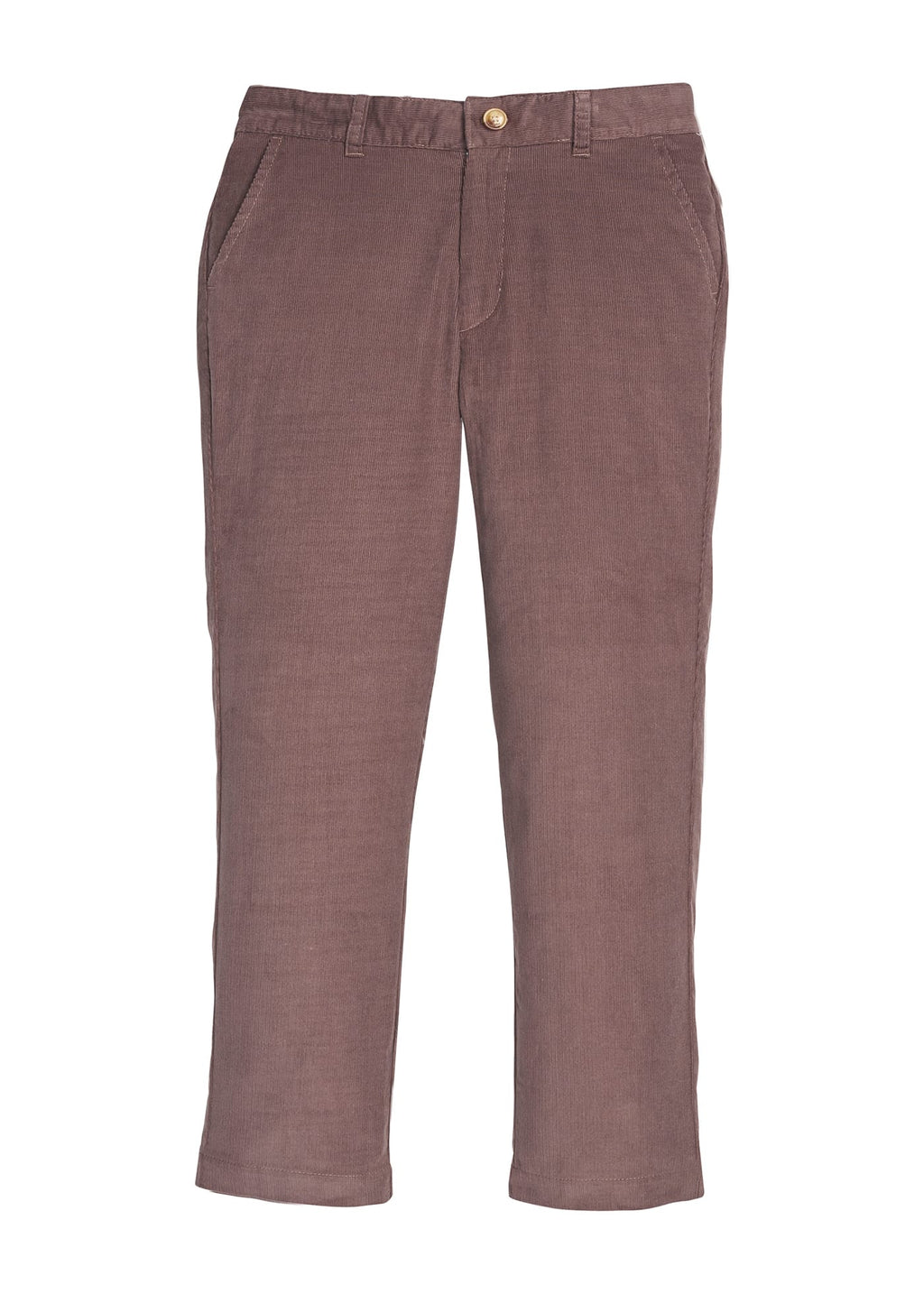 Little English traditional children's clothing, classic pant with zipper and belt loops in chocolate brown corduroy for boys