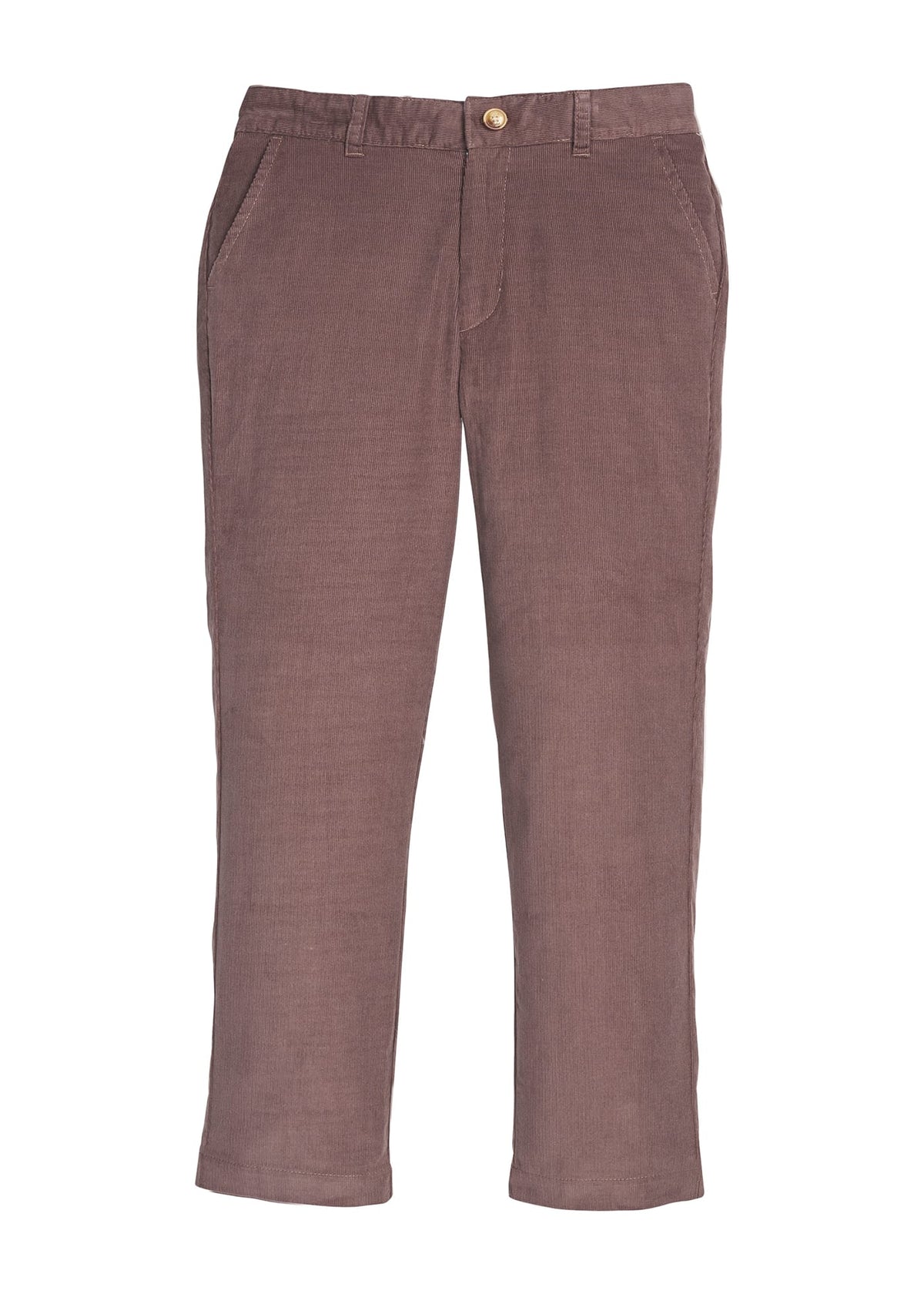 Little English traditional children's clothing, classic pant with zipper and belt loops in chocolate brown corduroy for boys