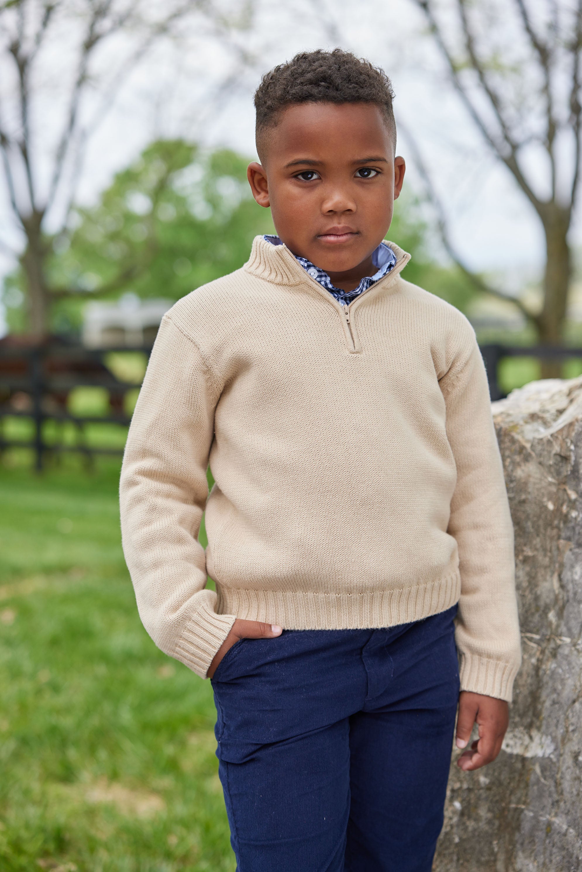 Little English classic childrens clothing tween boy navy corduroy pant with hook and loop waistband