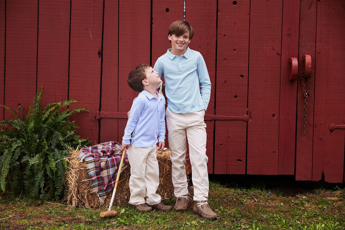 classic childrens clothing boys long sleeve polo in light blue and white stripe
