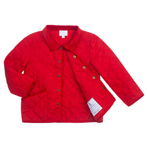 little english classic childrens clothing unisex button snap quilted jacket in red