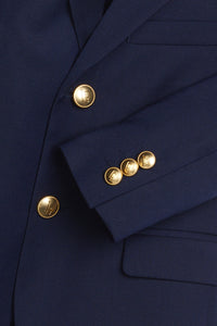 Little English traditional wool blazer for boys, classic navy blazer with gold buttons