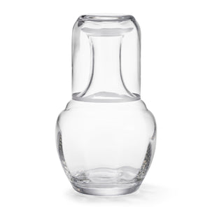 Claudette Bedside Carafe and Tumbler in Clear with White
